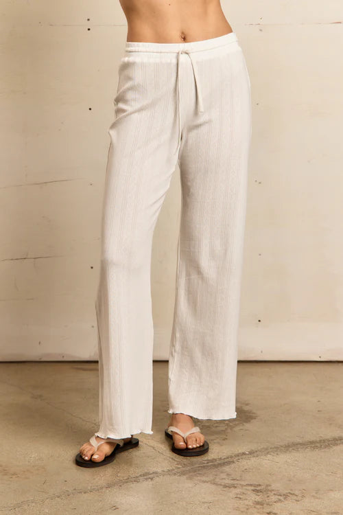 Mary Pointelle Sleep Pant - White