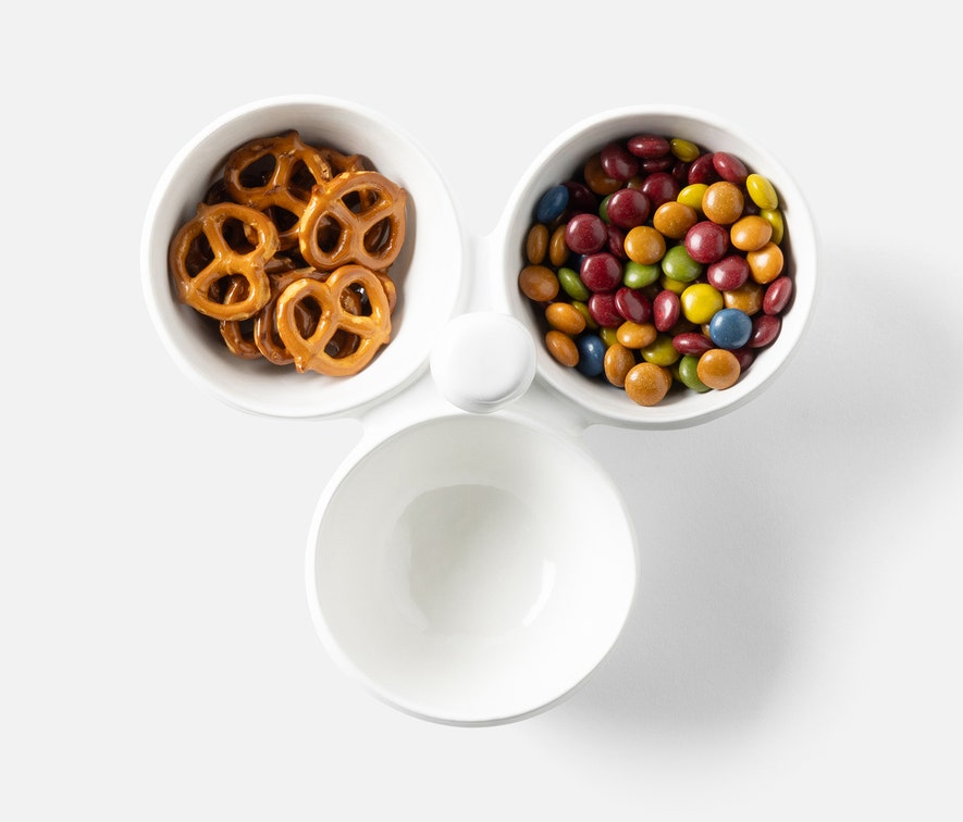 Ariana White Triple Snack Bowl