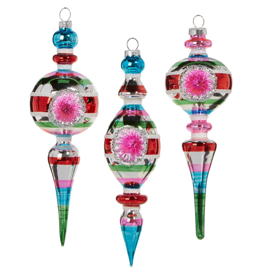 8.5" Striped Vintage Finial Ornament